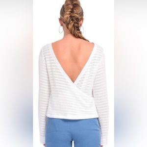 NWT RtA Ruth Backless Knit Sweater Top in White Size L